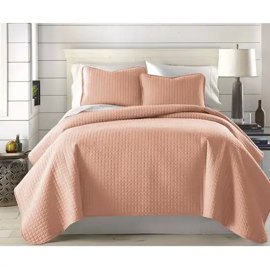 Full/Queen Lightweight Blush Ultra Soft 3-Piece Microfiber Quilt Set Photo 3