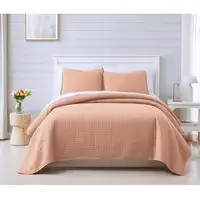 Photo of Full/Queen Lightweight Blush Ultra Soft 3-Piece Microfiber Quilt Set