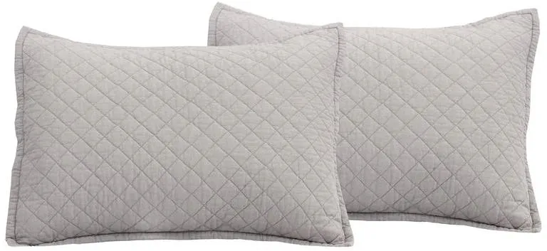 Full/Queen Lightweight Cotton Linen Grey Textured Reversible 3-Piece Quilt Set Photo 3