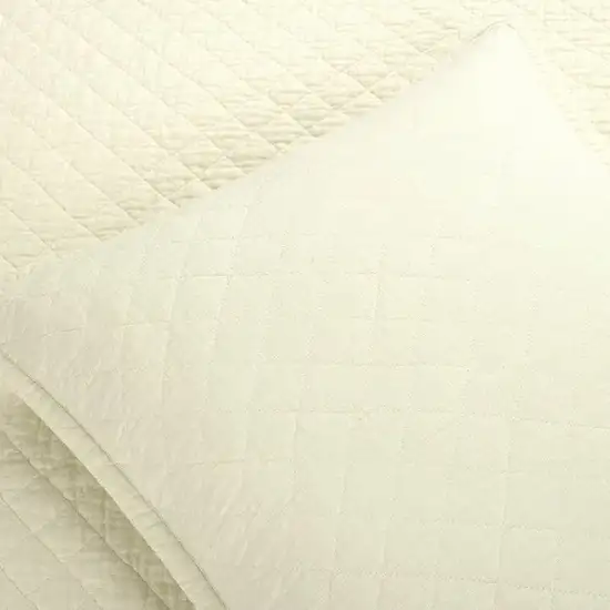 Full/Queen Lightweight Cotton Linen Ivory Textured Reversible 3-Piece Quilt Set Photo 2