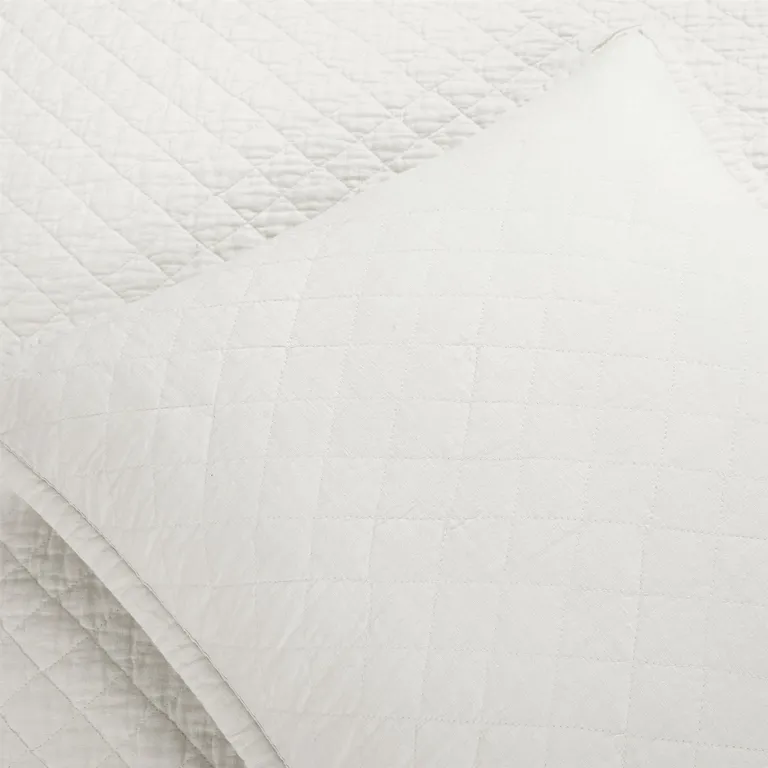 Full/Queen Lightweight Cotton Linen White Textured Reversible 3-Piece Quilt Set Photo 2