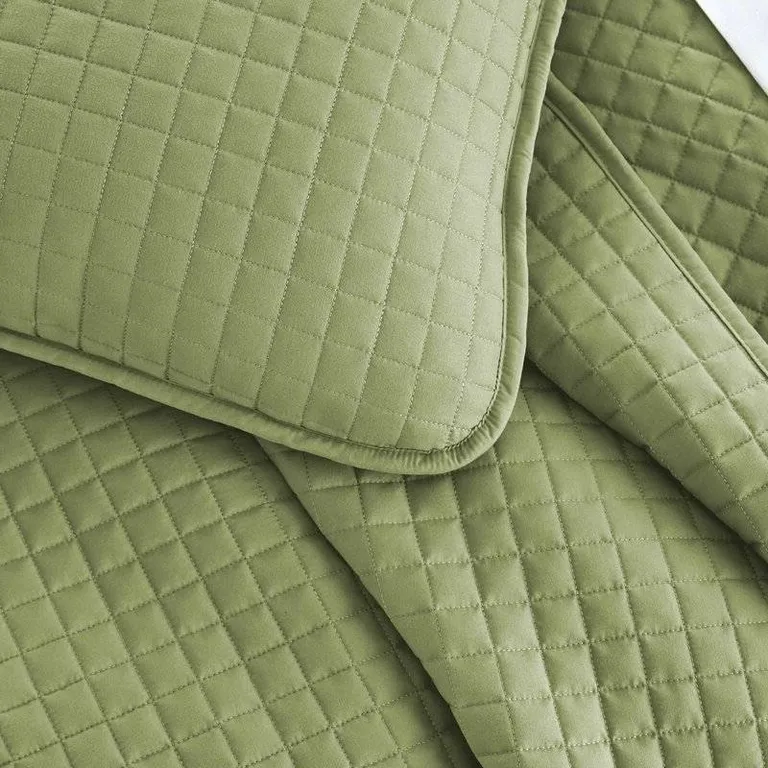 Full/Queen Lightweight Sage Ultra Soft 3-Piece Microfiber Quilt Set Photo 3