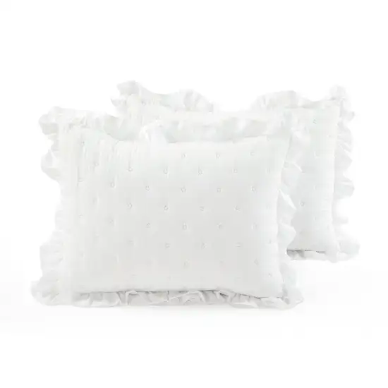 Full/Queen Lightweight White Ruffle Reversible Oversized 3 Piece Quilt Set Photo 4