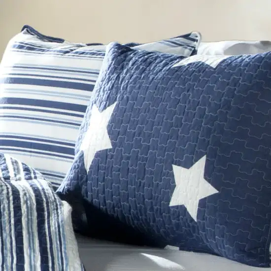 Full / Queen Navy Stars And Stripes At Night Quilt Coverlet Bedspread Set Photo 3