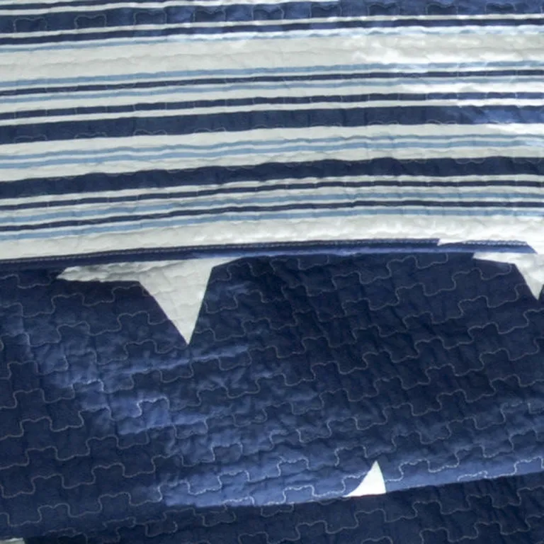 Full / Queen Navy Stars And Stripes At Night Quilt Coverlet Bedspread Set Photo 2