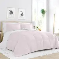 Photo of Full/Queen 3-Piece Microfiber Reversible Comforter Set in Blush Pink and White