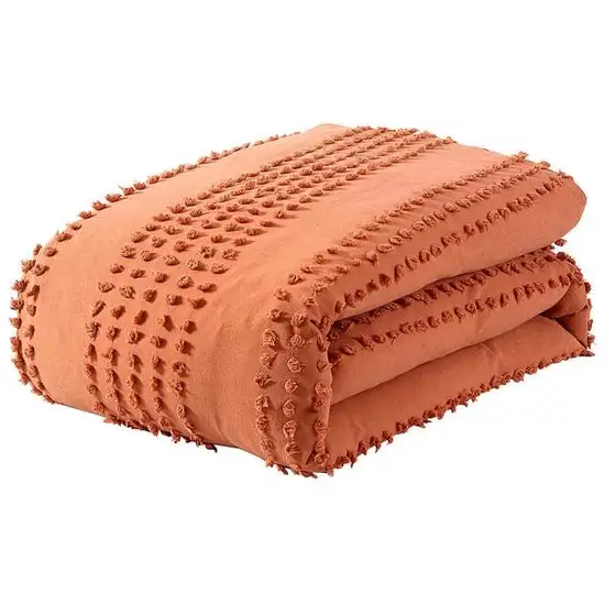 Full/Queen 5-Piece 100-Percent Cotton Clip Dot Comforter Set in Brick Orange Photo 4