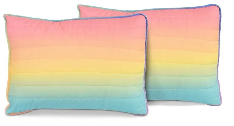 Full/Queen 3 Piece Rainbow Ombre Quilt Set Photo 5