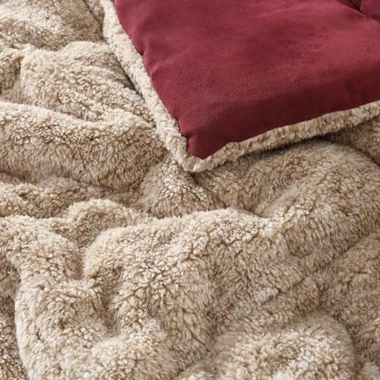 Full/Queen Plush Sherpa Reversible Micro Suede Comforter Set Photo 3