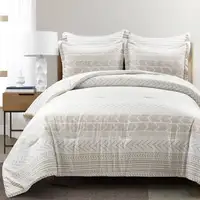 Photo of Full/Queen Scandinavian 5 Piece Lightweight Comforter Set Beige