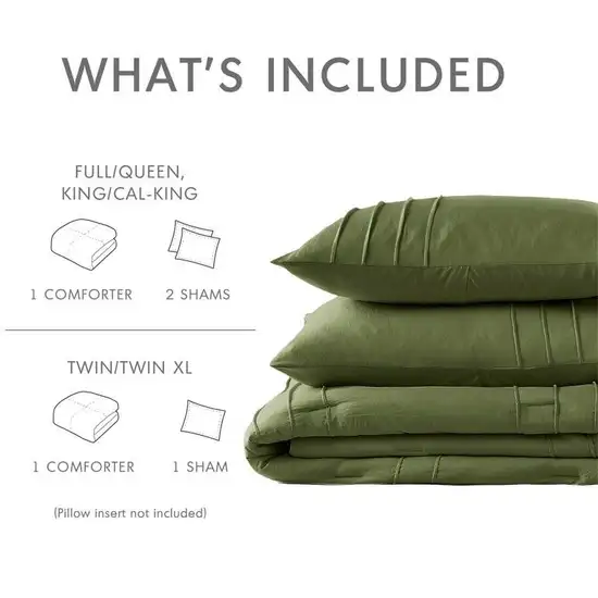 Full/Queen Size Microfiber Pleated Soft Washed Comforter Set Olive Photo 5