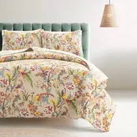 Photo of Full/Queen Size 3 PCS Lightweight Peacocks Polyester Quilt Set Tan