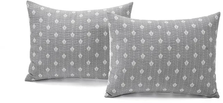 Full/Queen Size 3-Piece Reversible Cotton Yarn Woven Quilt Set in Grey and White Photo 5