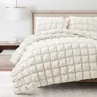 Photo of Full/Queen Soft Lightweight Puff Textured 3-Piece Comforter Set in Off White