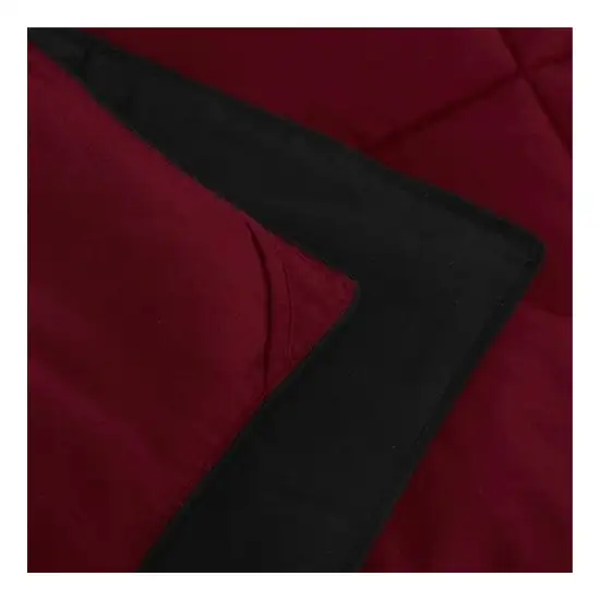 Full/Queen Traditional Microfiber Reversible 3 Piece Comforter Set in Black/Maroon Photo 4