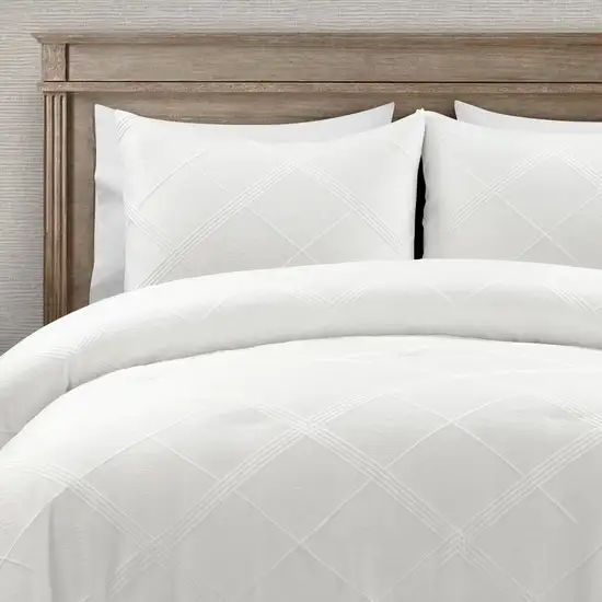 Full/Queen White Diamond Jacquard 3 PCS Comforter Set Photo 2