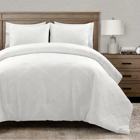 Full/Queen White Diamond Jacquard 3 PCS Comforter Set Photo 1