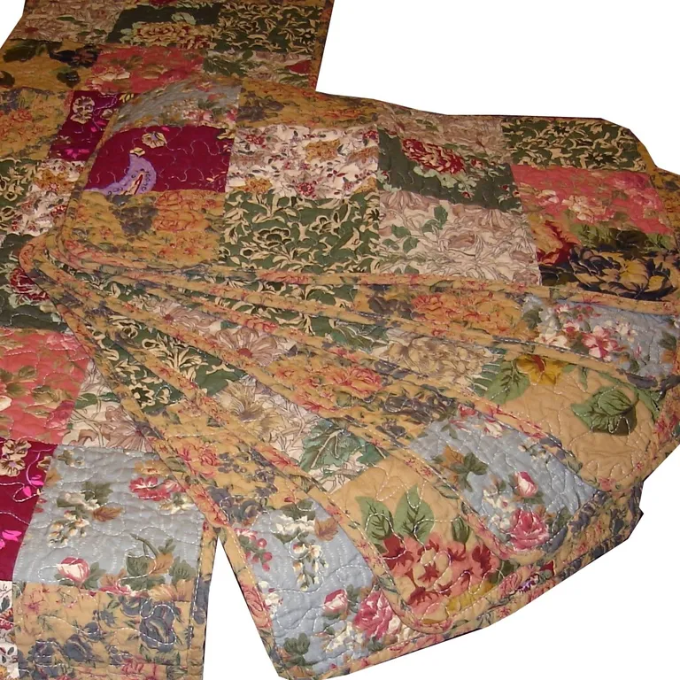 Full / Queen size 100% Cotton Patchwork Quilt Set with Floral Paisley Pattern Photo 2