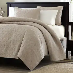 Photo of Full / Queen size Khaki Light Brown Tan Coverlet Quilt Set with 2 Shams