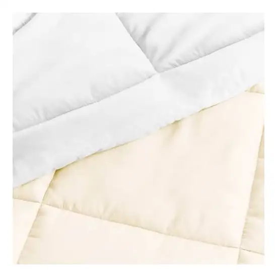 Full/Queen size 3-Piece Microfiber Reversible Comforter Set in White and Cream Photo 3