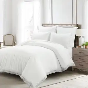 Photo of Full/Queen size White 5-Piece Lightweight Comforter Set with Lace Trim