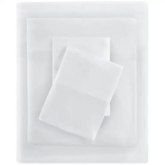 Full Size 4-Piece Cotton Blend Jersey Sheet Set in White Photo 2