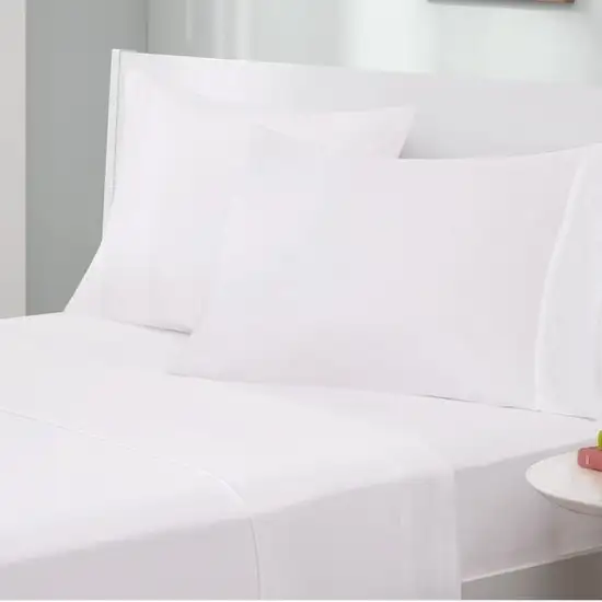 Full Size 4-Piece Cotton Blend Jersey Sheet Set in White Photo 1