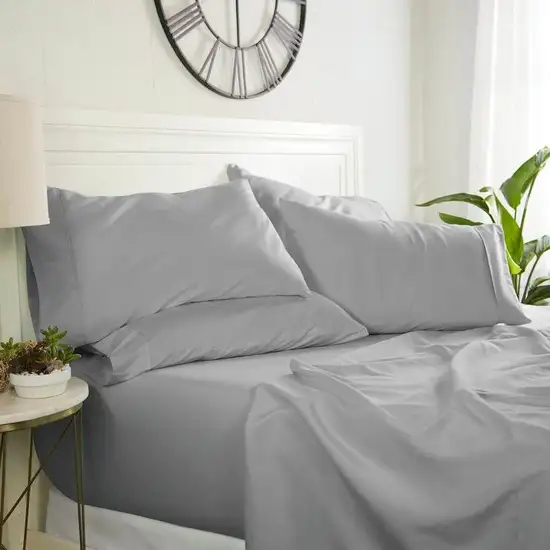 Full size Grey 6 Piece Wrinkle Resistant Microfiber Polyester Sheet Set Photo 2