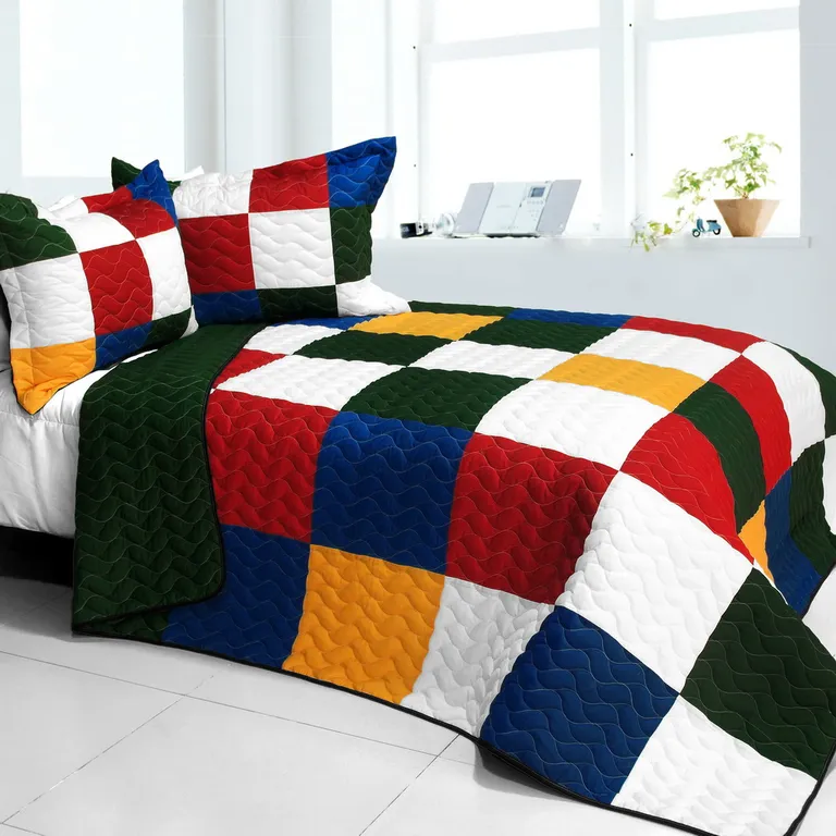 Funny Magic Cube - 3PC Vermicelli - Quilted Patchwork Quilt Set (Full/Queen Size) Photo 1