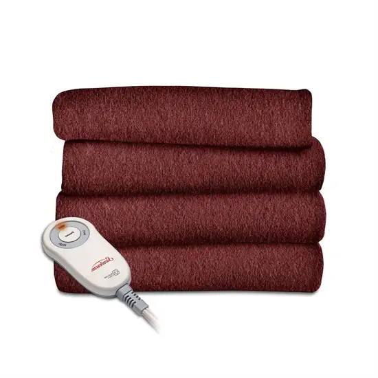 Garnet Red Soft Warm Fleece Electric Heated Throw Blanket Photo 1