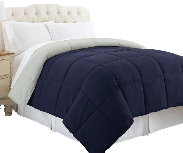 Genoa Reversible Queen Comforter with Box Quilting The Urban Port Photo 1