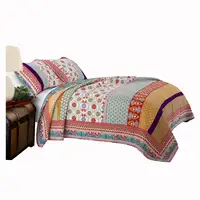 Photo of Geometric and Floral Print Full Size Quilt Set with 2 Shams