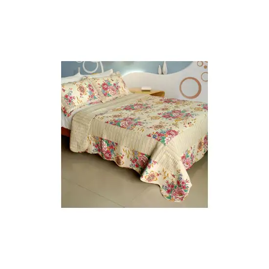 Girl Memories -  100% Cotton 3PC Vermicelli-Quilted Patchwork Quilt Set (Full/Queen Size) Photo 2