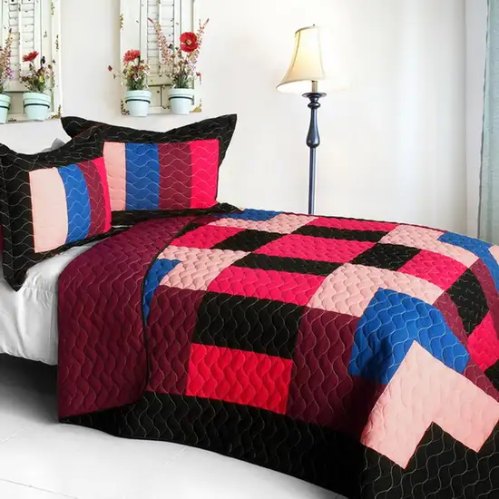 Girl's Excitement -  3PC Vermicelli-Quilted Patchwork Quilt Set (Full/Queen Size) Photo 2