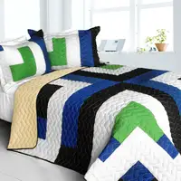 Photo of Glass Island - 3PC Vermicelli-Quilted Patchwork Quilt Set (Full/Queen Size)