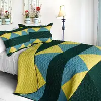 Photo of Gloomy Sunday - 3PC Vermicelli-Quilted Patchwork Quilt Set (Full/Queen Size)