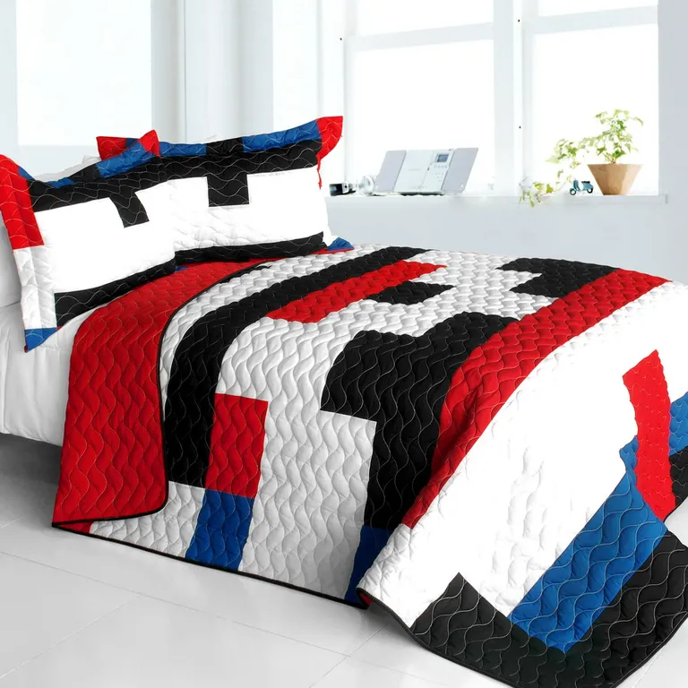 Gods Determine - 3PC Vermicelli - Quilted Patchwork Quilt Set (Full/Queen Size) Photo 4