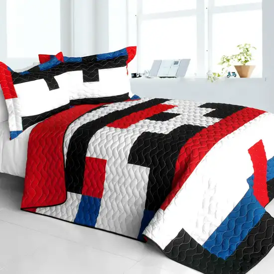 Gods Determine -  3PC Vermicelli - Quilted Patchwork Quilt Set (Full/Queen Size) Photo 5