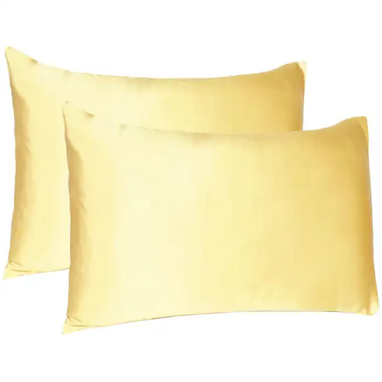 Gold Dreamy Set Of 2 Silky Satin King Pillowcases Photo 5