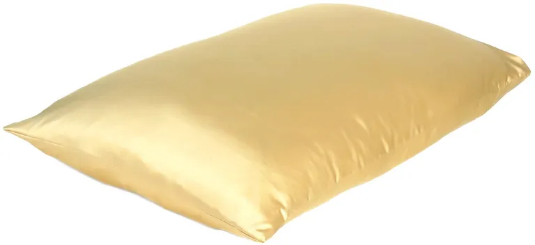 Gold Dreamy Set Of 2 Silky Satin King Pillowcases Photo 3