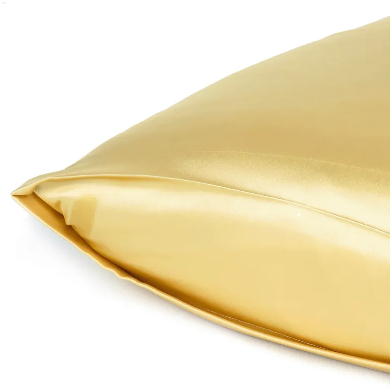 Gold Dreamy Set Of 2 Silky Satin King Pillowcases Photo 4