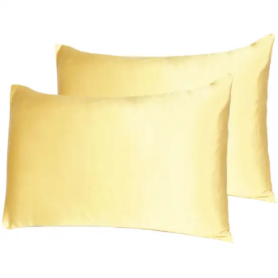 Gold Dreamy Set Of 2 Silky Satin King Pillowcases Photo 7