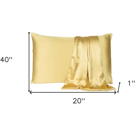 Gold Dreamy Set Of 2 Silky Satin King Pillowcases Photo 9