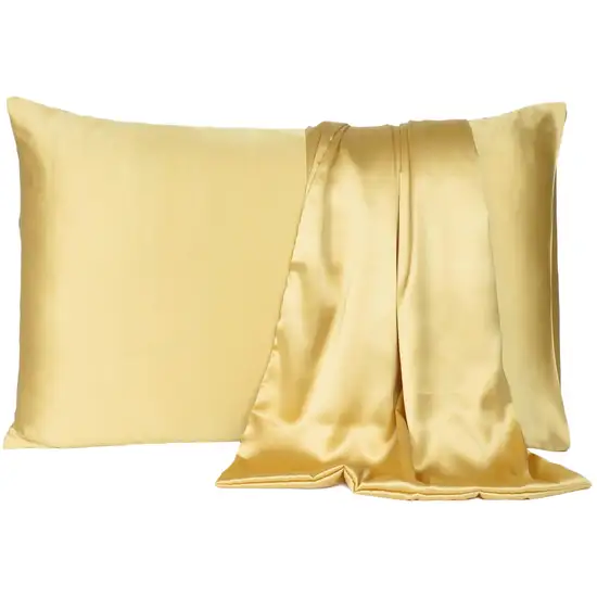 Gold Dreamy Set Of 2 Silky Satin King Pillowcases Photo 1