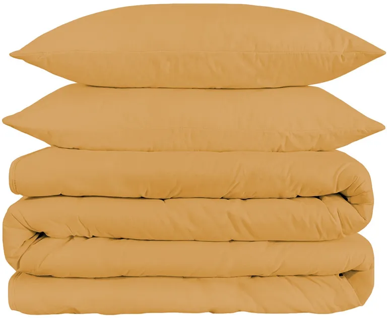 Gold Queen Cotton Blend 1500 Thread Count Washable Duvet Cover Set Photo 1