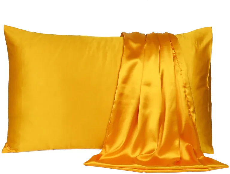 Goldenrod Dreamy Set Of 2 Silky Satin King Pillowcases Photo 1