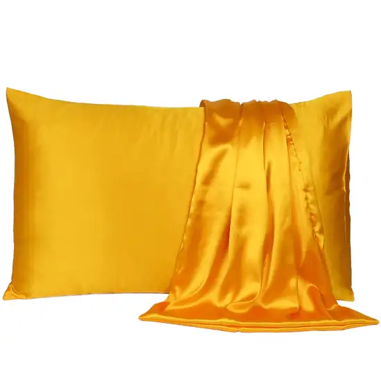 Goldenrod Dreamy Set Of 2 Silky Satin King Pillowcases Photo 1