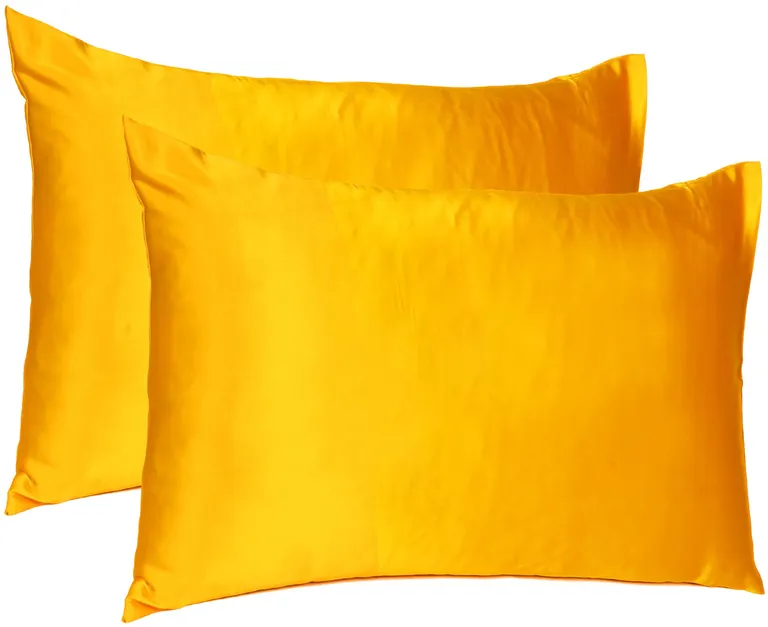 Goldenrod Dreamy Set Of 2 Silky Satin King Pillowcases Photo 4