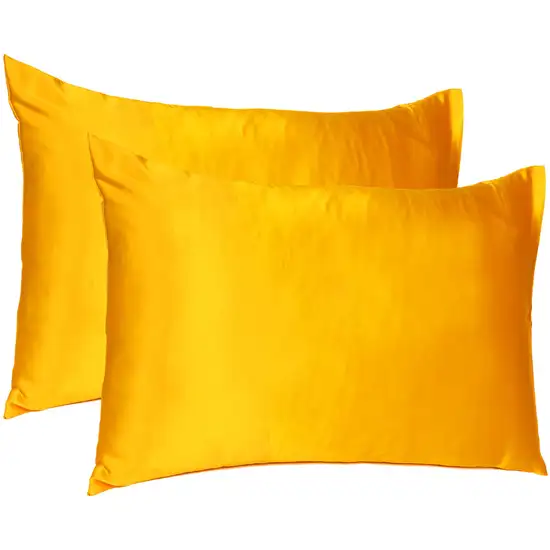 Goldenrod Dreamy Set Of 2 Silky Satin King Pillowcases Photo 4