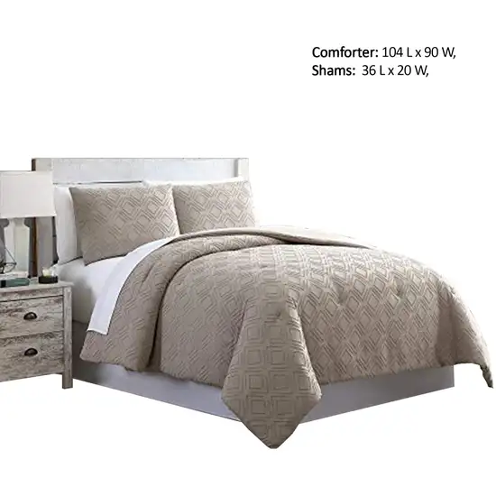 Gothenburg 3 Piece Diamond Pattern King Comforter Set The Urban Port, Taupe Photo 2